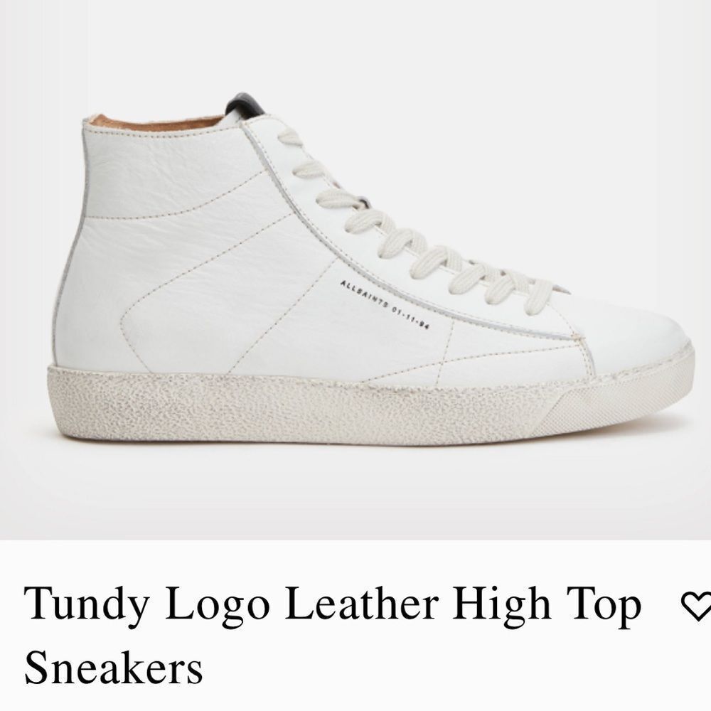 All Saints White Leather High Top Sneakers